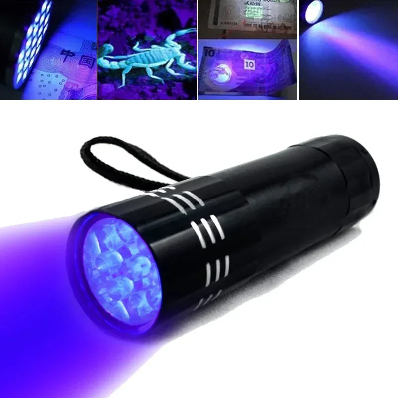 Torcia UV 395nm 9-12LED tascabile Blacklight rileva urine cane macchie cimici