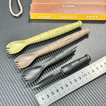 Set posate EDC mini tattico multifunzione coltello forchetta cucchiaio campeggio