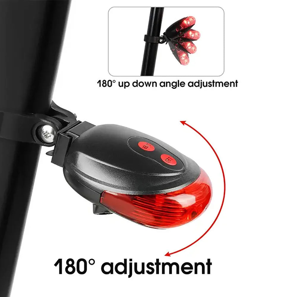 Luce posteriore bici 5 LED + Laser impermeabile sicurezza notte