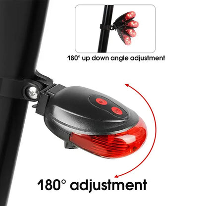 Luce posteriore bici 5 LED + Laser impermeabile sicurezza notte