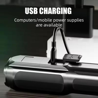 Torcia LED Ricaricabile USB Zoom Impermeabile Tascabile Faretto Camping Pesca