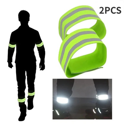 Set 4pz fasce riflettenti polso caviglia braccio gamba alta visibilità