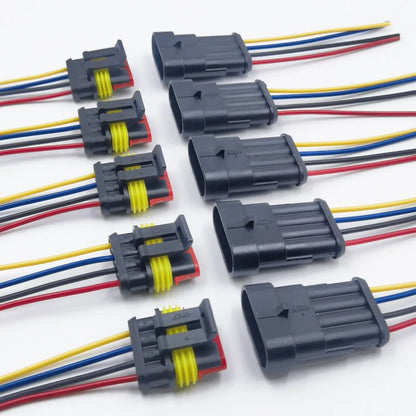 Connettori elettrici impermeabili 1-4 poli rapidi 10pz con filo auto/barca
