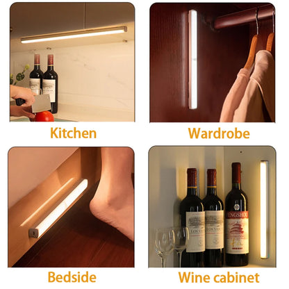 Lampada LED ricaricabile sensore movimento PIR USB per armadio cucina scale