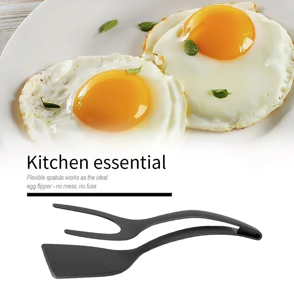 Pinza cucina 2-in-1 spatola nylon antiaderente antigraffio per uova e bistecca