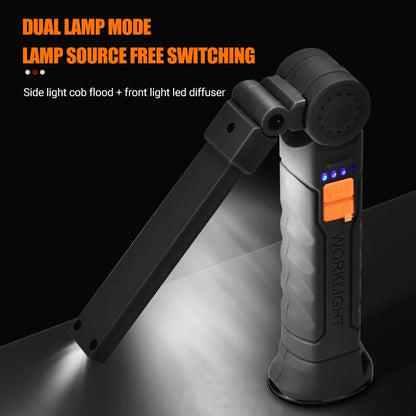Lanterna LED COB Ricaricabile USB Portatile Magnetica Lampada Lavoro Camping