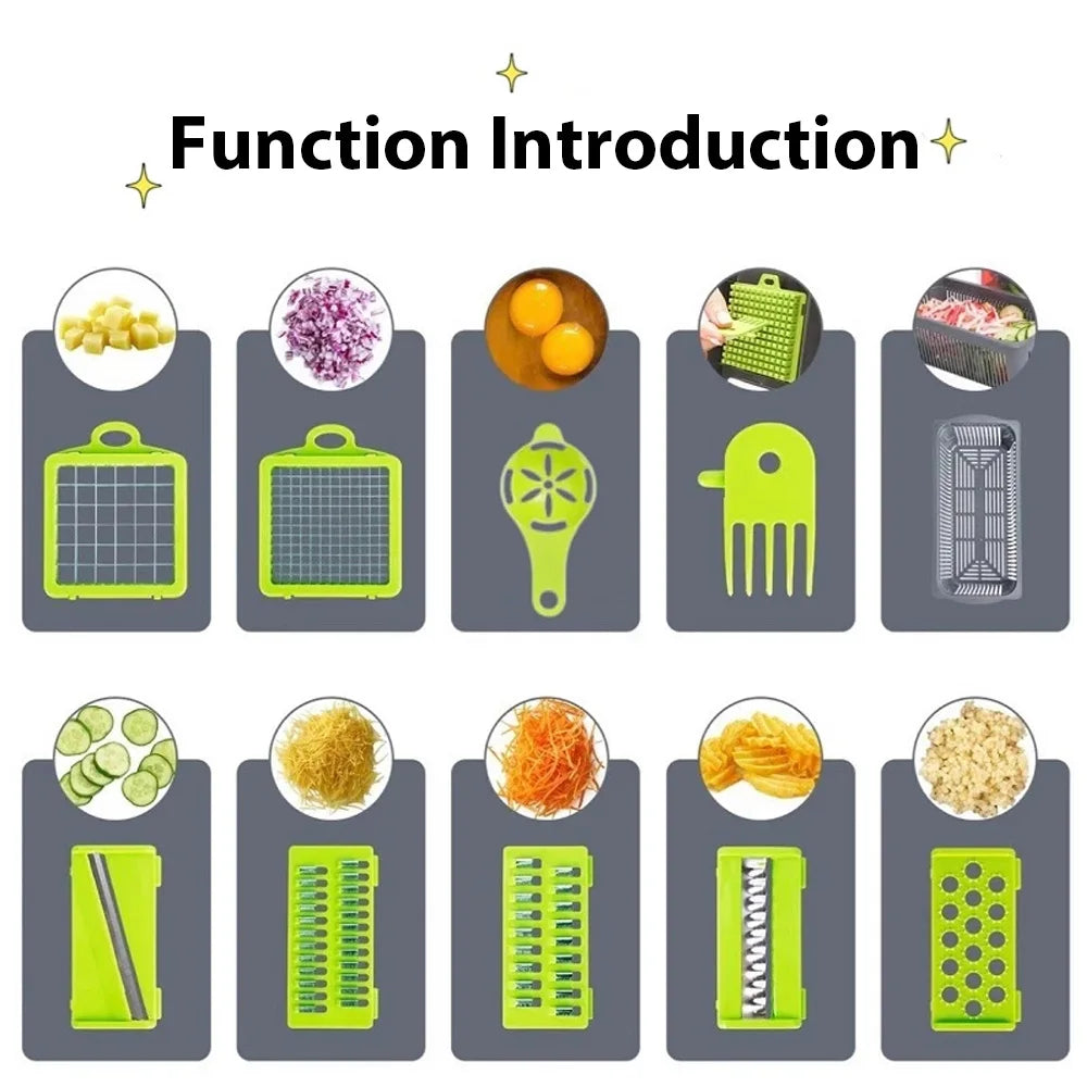 Affetta verdure 16in1 multifunzione tritatutto grattugia mandolina separa uova