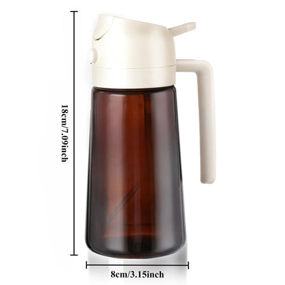 Dispenser Olio 470ml Vetro Ambrato 2-in-1 Spruzzino/Dosatore Cucina