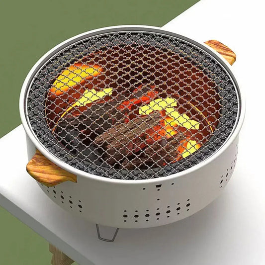 Barbecue portatile a carbone acciaio inox griglia antiaderente per campeggio