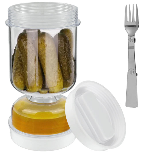 Barattolo Sottaceti con Forchette - Dispenser Olive e Cetrioli Sgocciolatoio