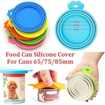 Set 3 Coperchi Silicone Riutilizzabili per Scatolette Cibo Gatto/Cane 6.5-8.5 cm