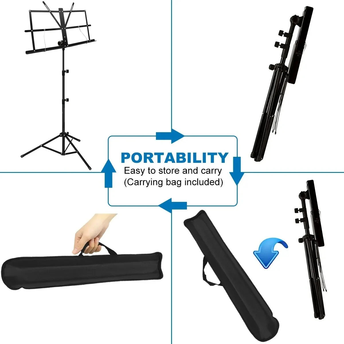 Leggio 2-in-1 Pieghevole Regolabile Portatile per Spartiti e Libri da Tavolo