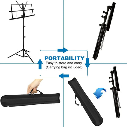Leggio 2-in-1 Pieghevole Regolabile Portatile per Spartiti e Libri da Tavolo