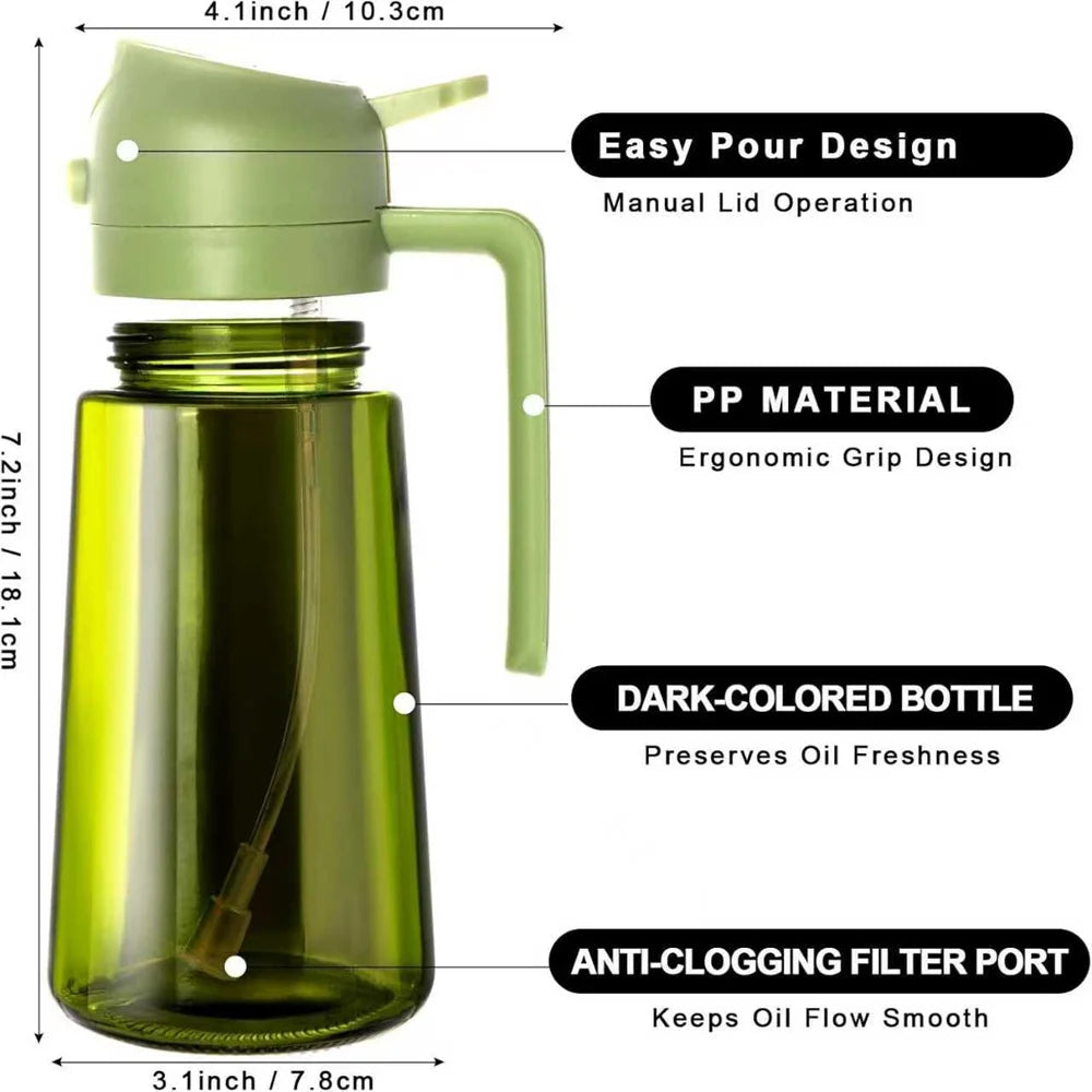 Olio spray 470ml Dispenser 2in1 Olio d'Oliva Bottiglia vetro con etichette