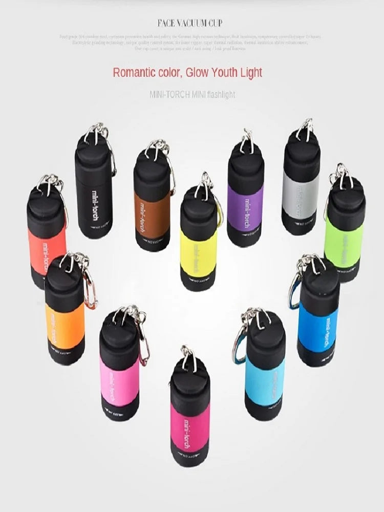 Torcia LED tascabile micro portachiavi ricaricabile USB impermeabile