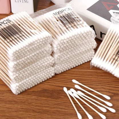 Porta cotton fioc trasparente quadrato con coperchio in bambù contenitore bagno
