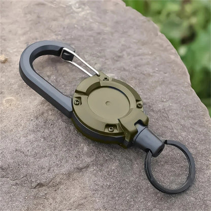 Porta badge retrattile robusto cavo acciaio antifurto clip portachiavi camping