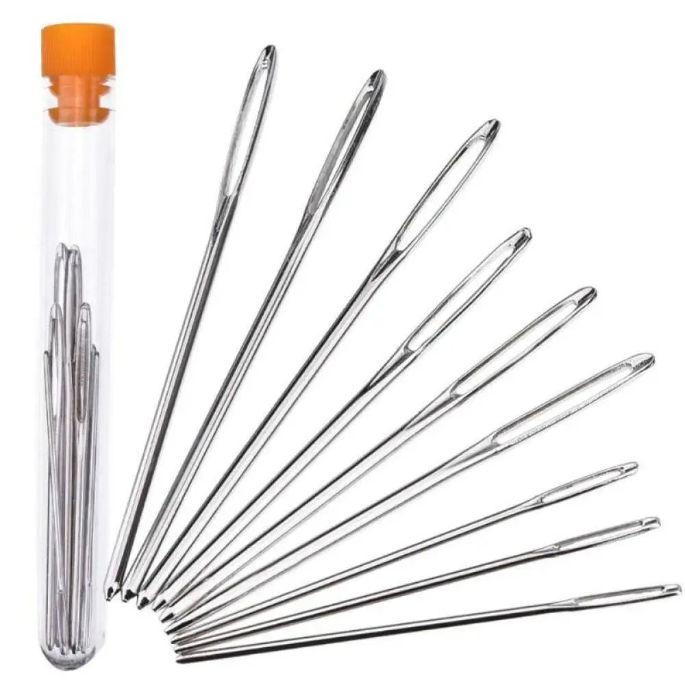 Aghi per cucito a mano Set 9 pz occhio grande punta smussata pelle ricamo
