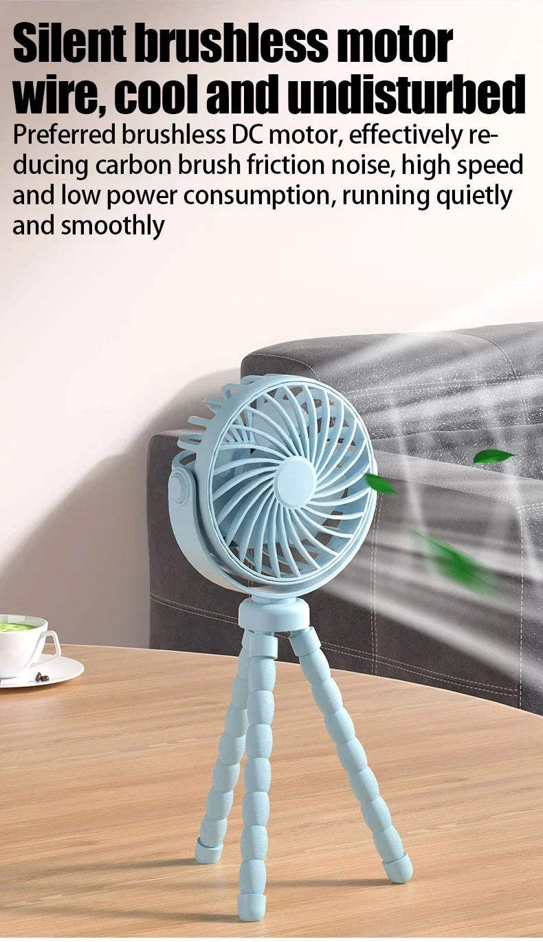 Ventilatore a Clip per Passeggino USB Ricaricabile Mini Pieghevole Silenzioso
