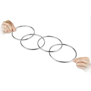 Set 4 Anelli Cinesi Magia Acciaio Ø10 cm Trucco Illusione Set 4 Anelli Cinesi Magia Acciaio Ø10 cm Trucco Illusione