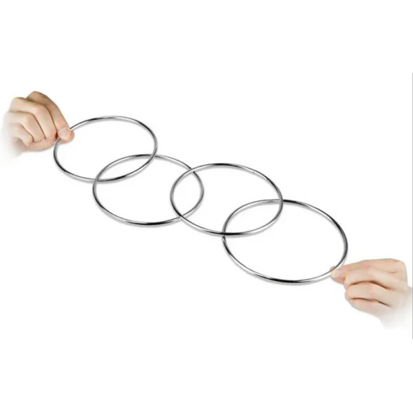Set 4 Anelli Cinesi Magia Acciaio Ø10 cm Trucco Illusione