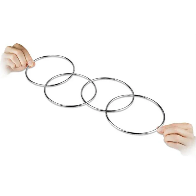 Set 4 Anelli Cinesi Magia Acciaio Ø10 cm Trucco Illusione