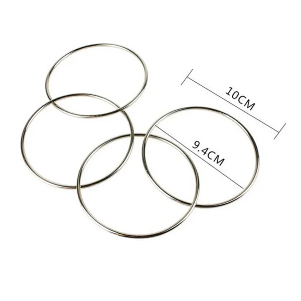 Set 4 Anelli Cinesi Magia Acciaio Ø10 cm Trucco Illusione