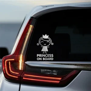 Adesivo Auto Principessa a Bordo Bambina Sorridente Segnale Sicurezza