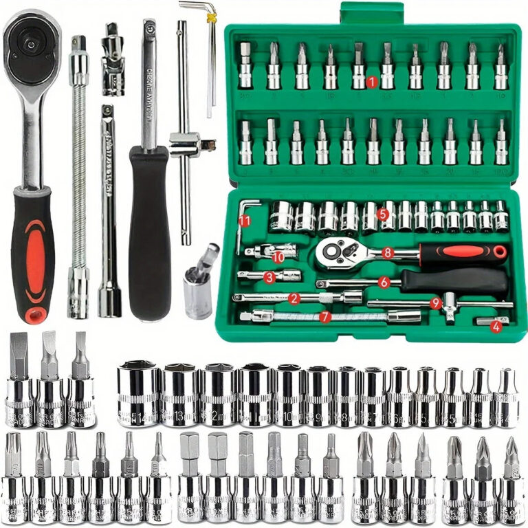 Set 46pz bussole attacco 1/4 cricchetto inserti esagonali metrici auto officina