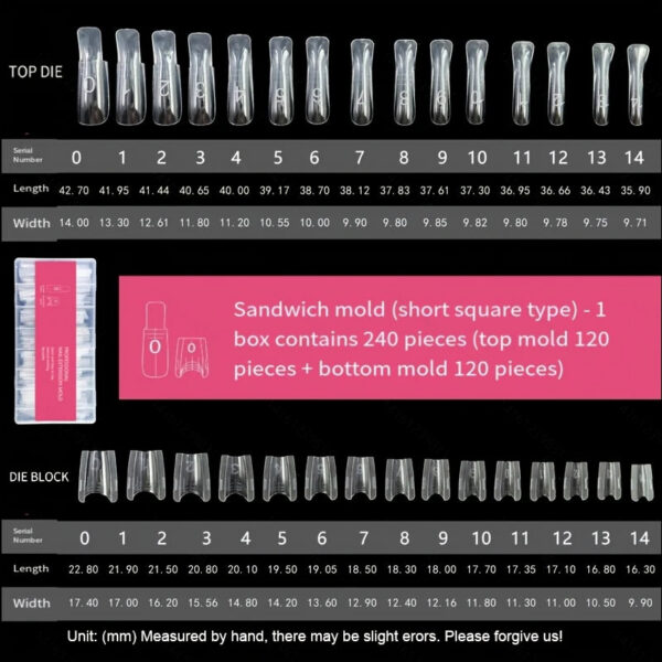 S6bd87571713848e7b554639729778f37s Forme Dual-Form per Unghie 240pz 15 Misure Base+Top Gel Acrilico Ricostruzione