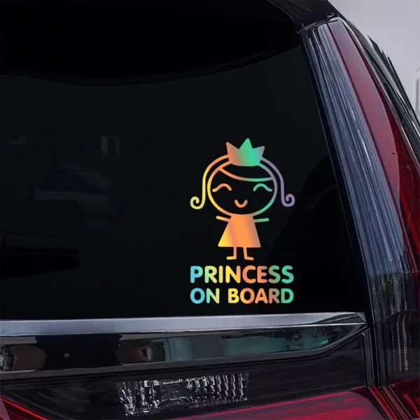 S6ec0c73822ab44c99ace8aaeaa2502e9X Adesivo Auto Principessa a Bordo Bambina Sorridente Segnale Sicurezza