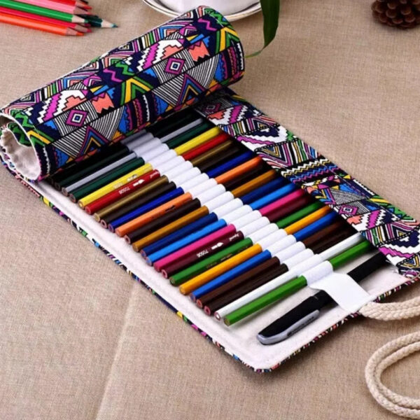 Astuccio rotolo colorato porta matite penne cosmetici 12/24/36/48/72 posti