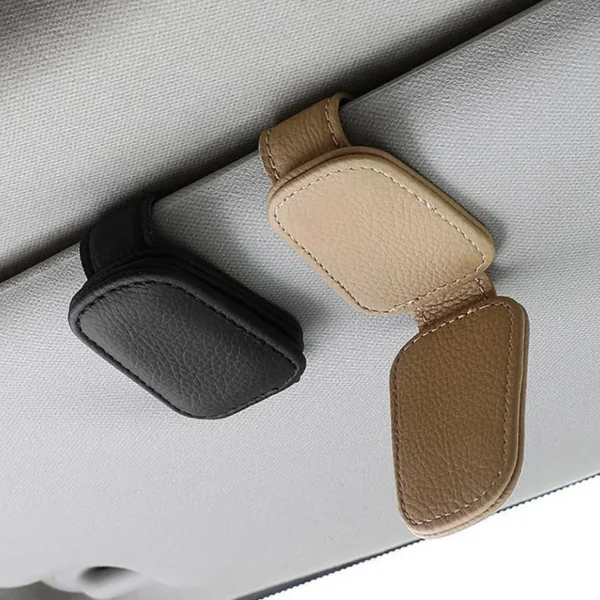 S8136da3b2a924068b52fa6f59d00b83bw Porta Occhiali Auto in Pelle con Clip Parasole Supporto Occhiali da Sole