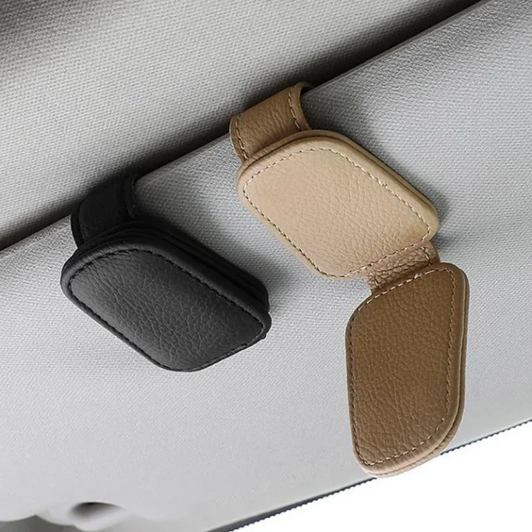 Porta Occhiali Auto in Pelle con Clip Parasole Supporto Occhiali da Sole