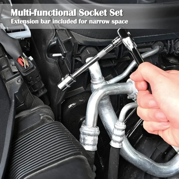 Set 46pz bussole attacco 1/4 cricchetto inserti esagonali metrici auto officina