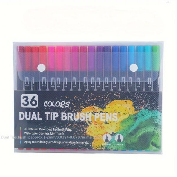 Set Pennarelli Acquerello Doppia Punta Pennello+Punta Fine 24 Colori Regalo Natale