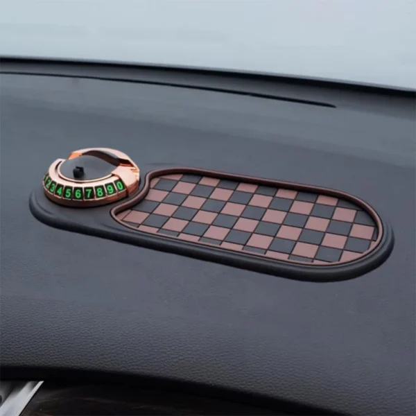 Tappetino Antiscivolo Cruscotto Auto Porta Cellulare Vassoio Portaoggetti Numero Parcheggio