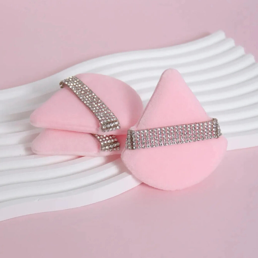 Set 3pz Spugne Trucco Triangolari Rosa - Puff Fondotinta Cipria Blender — immagine 5