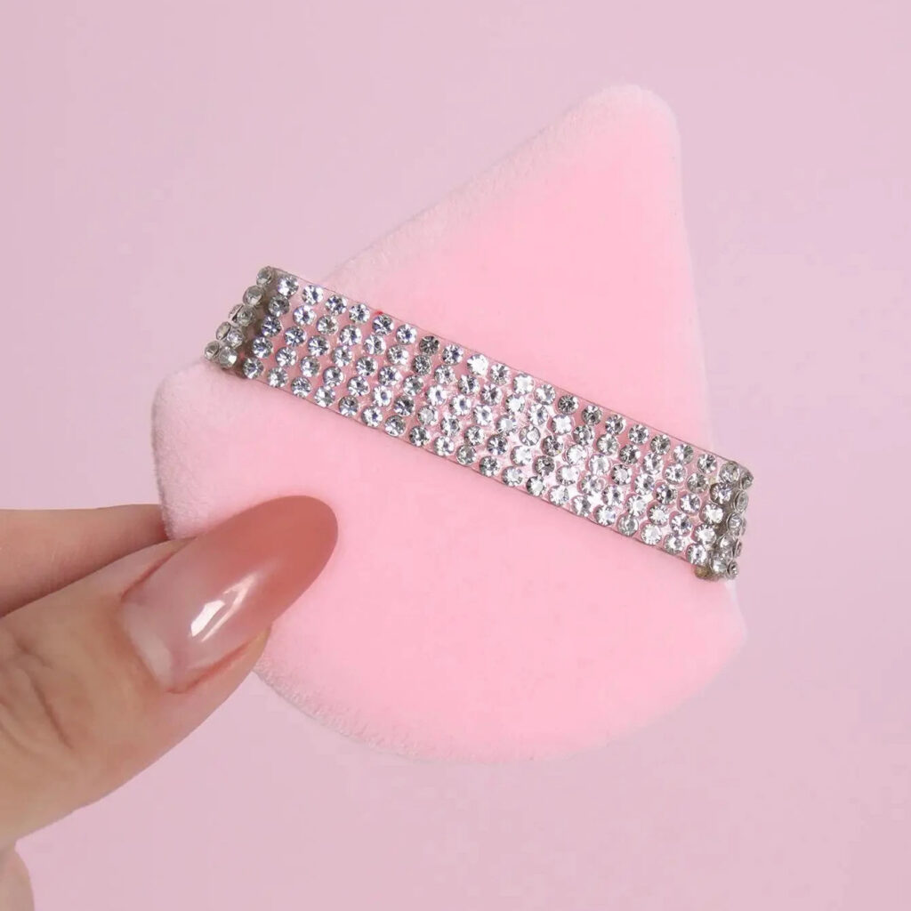 Set 3pz Spugne Trucco Triangolari Rosa - Puff Fondotinta Cipria Blender — immagine 4