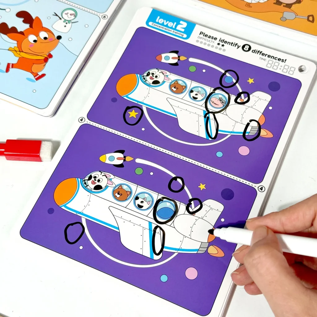 3 Giochi Trova Differenze Bambini 30 Carte Cancellabili Riutilizzabili — immagine 4