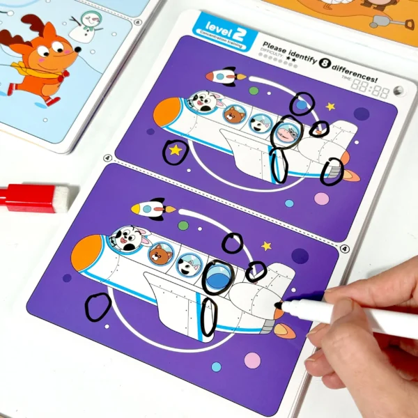 3 Giochi Trova Differenze Bambini 30 Carte Cancellabili Riutilizzabili