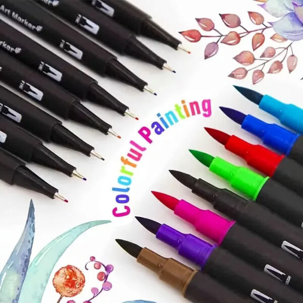 Set Pennarelli Acquerello Doppia Punta Pennello+Punta Fine 24 Colori Regalo Natale