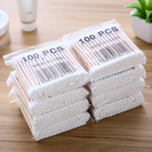 100/500/1000 pz Cotton Fioc Doppia Testa in Legno - Bastoncini Cotone per Trucco Naso Orecchie